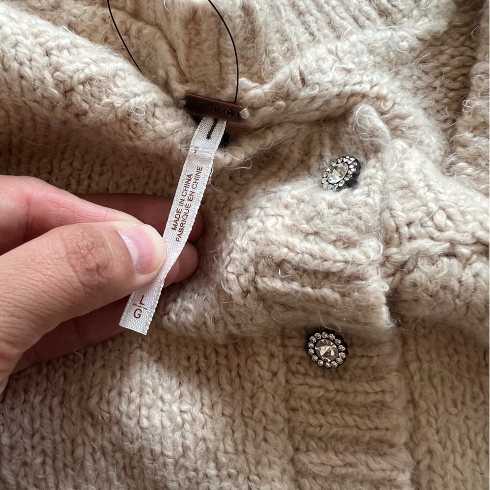 Free People Cream Button-Front Short Sleeve Cardigan - Picture 5 of 7